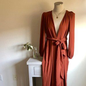 Deep V Rust Jumpsuit - NWT